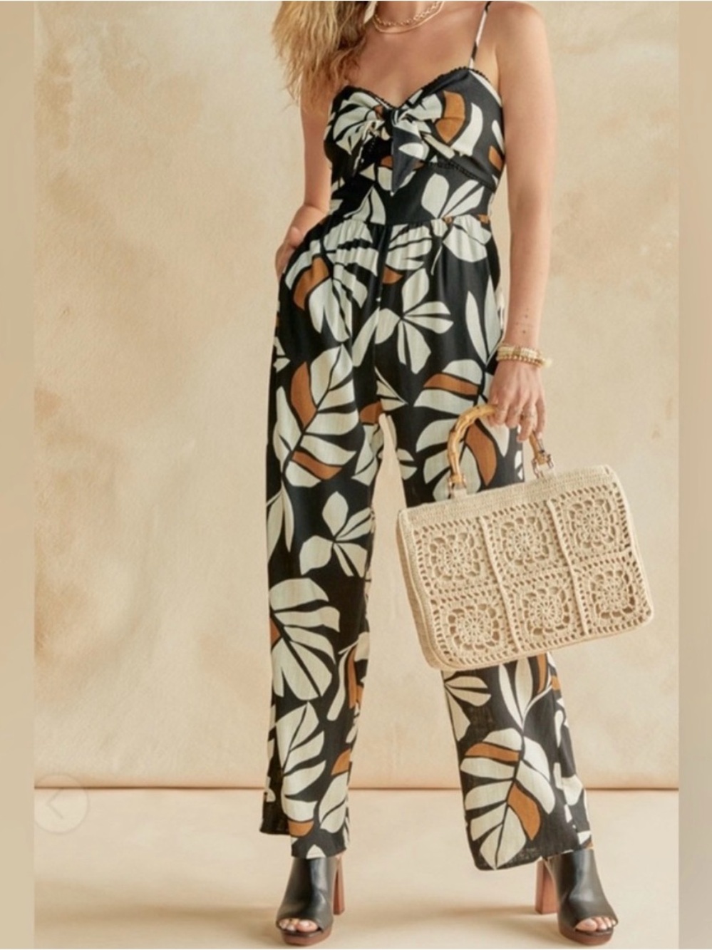 Audrey Parks x Francesca’s Linen Tropical Romper